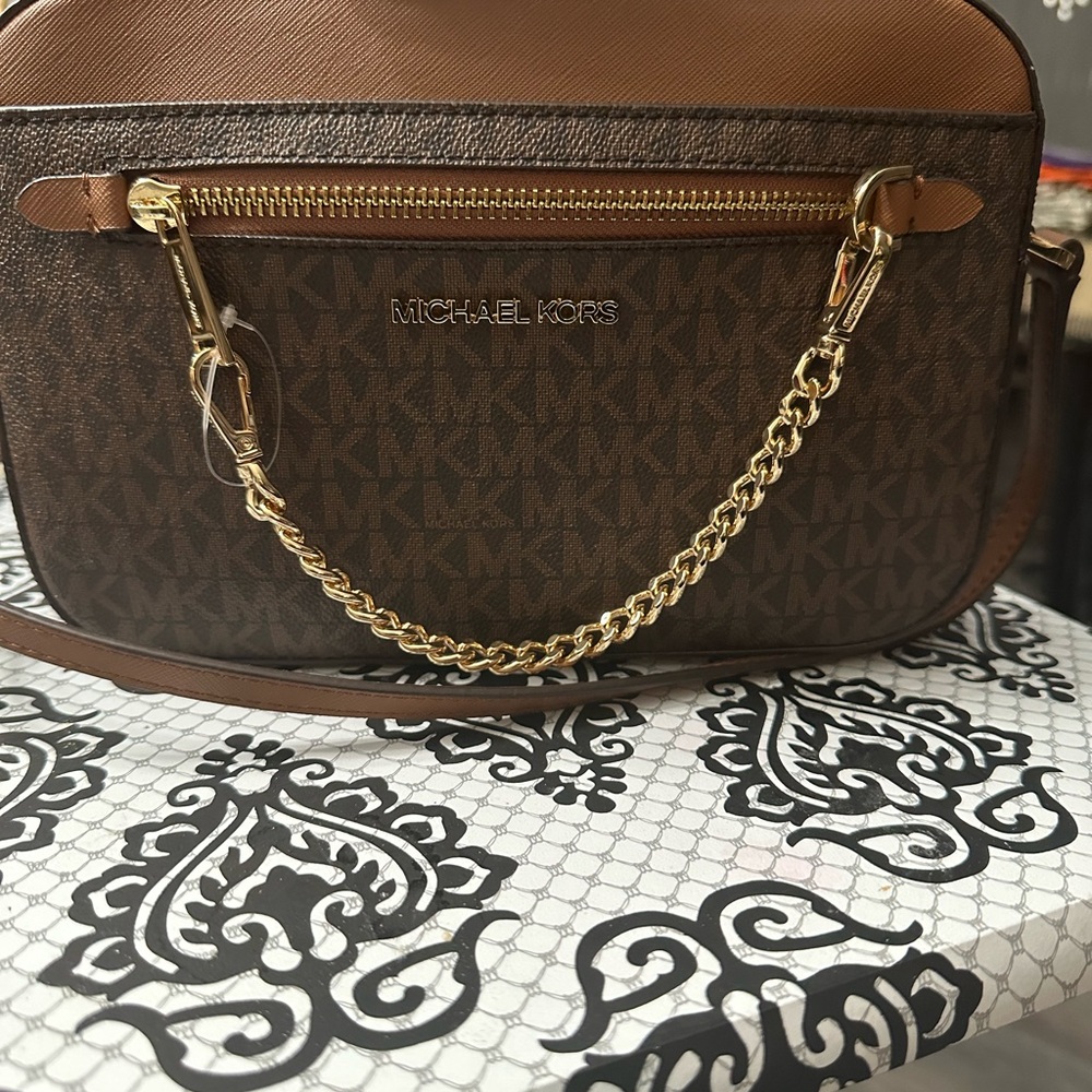Michael Kors Brown Crossbody Bag with Textured Design